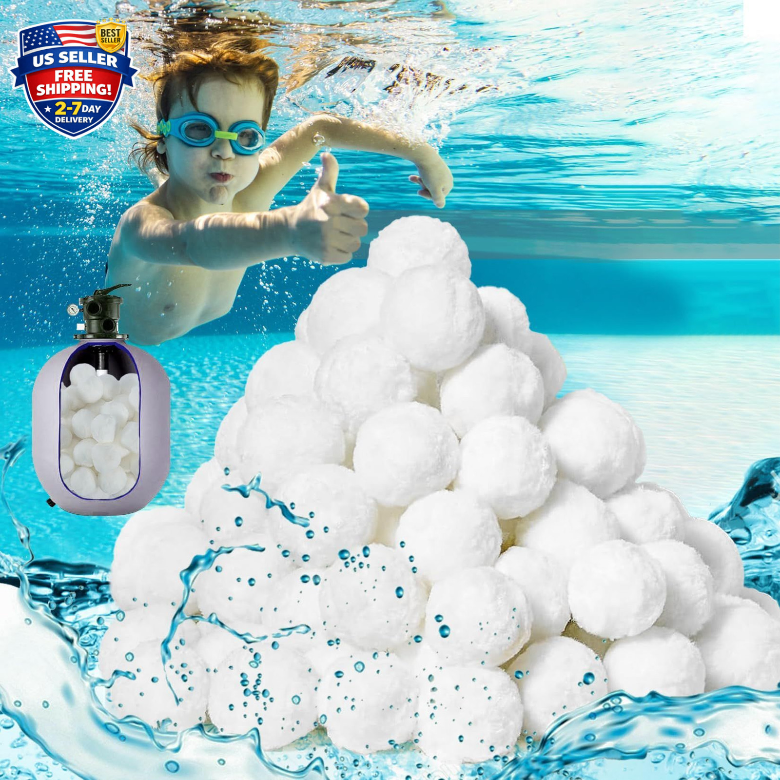 50PCS Pool Filter Balls for Sand-Filter - Dry Filter Sand Balls,Reusable Swimmin gallery
