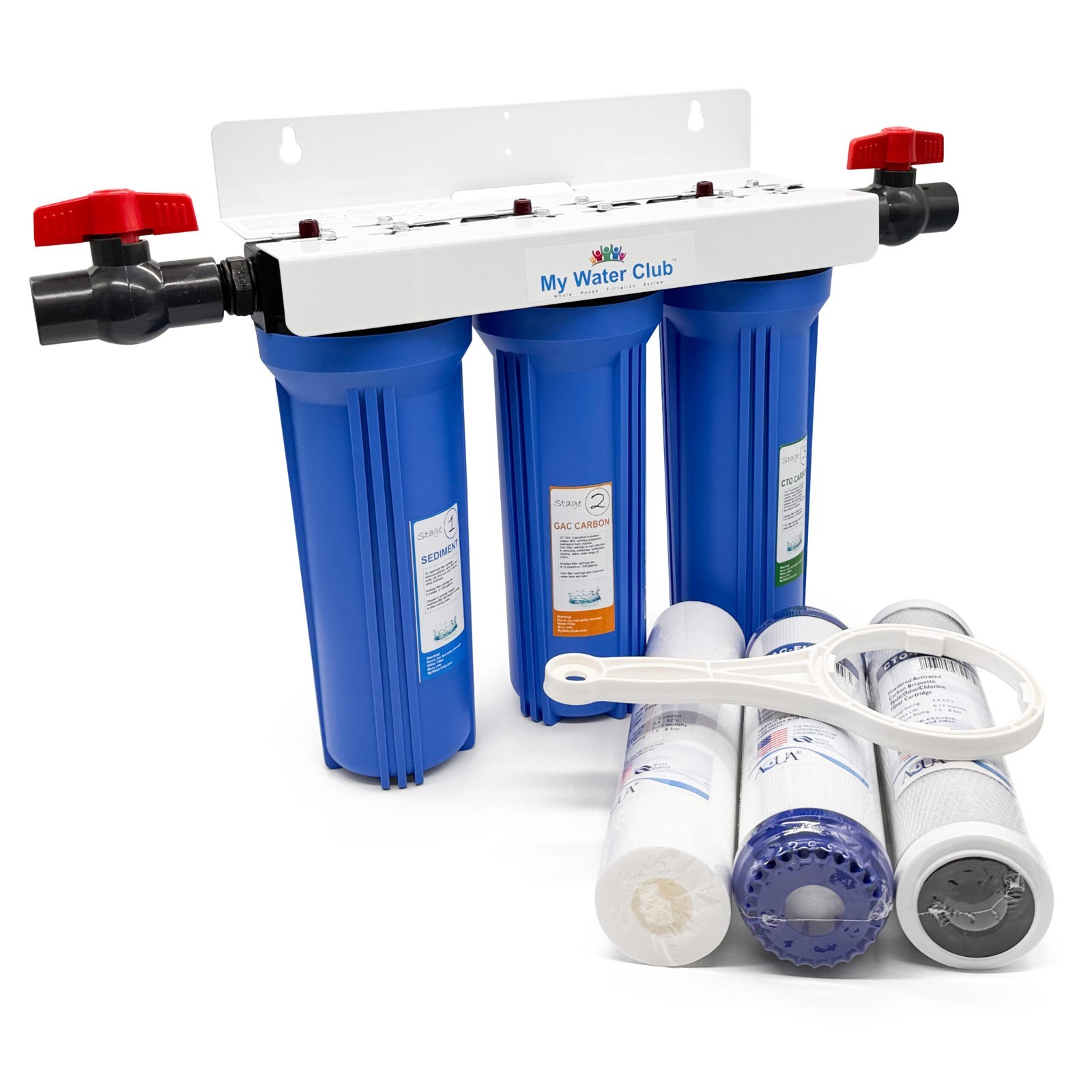 3-Stage Whole House Water Filtration System, 3/4″ Port with extra filter set gallery