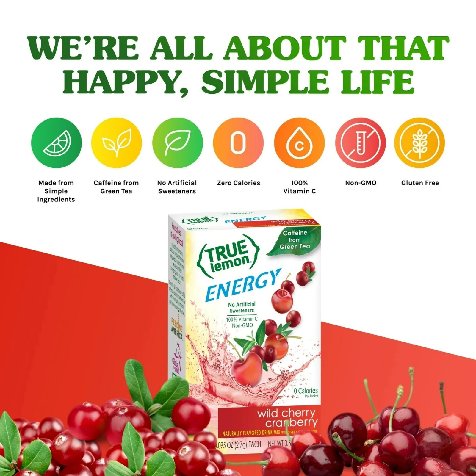 True Lemon Wild Cherry Cranberry Energy Drink Mix, No Artificial Sweeteners, 6 C gallery