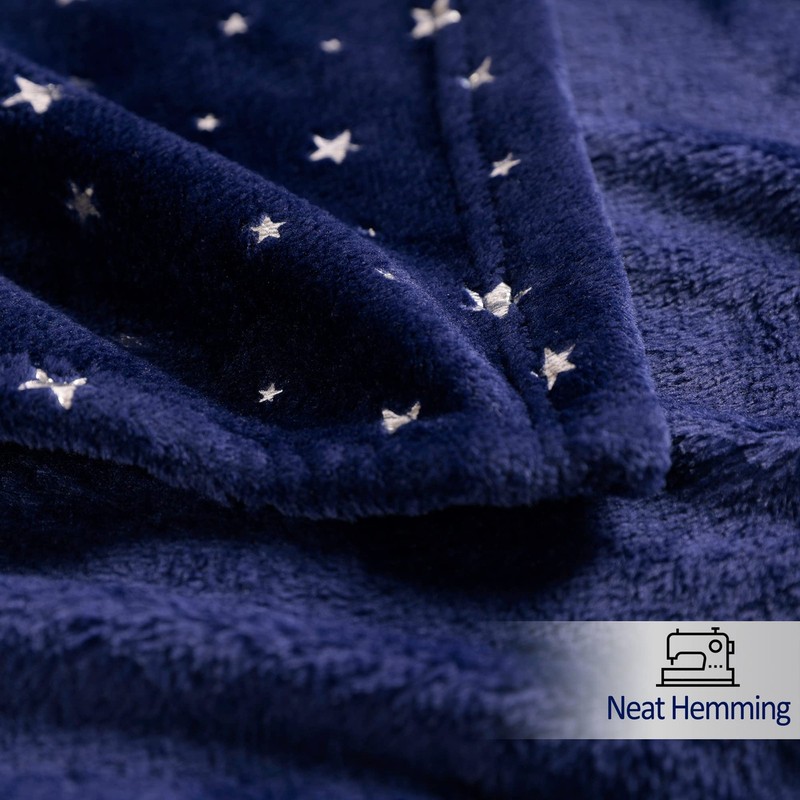 Star Throw Blanket Navy Blue Warm Plush Flannel Fleece Cozy 65x50 Inches gallery
