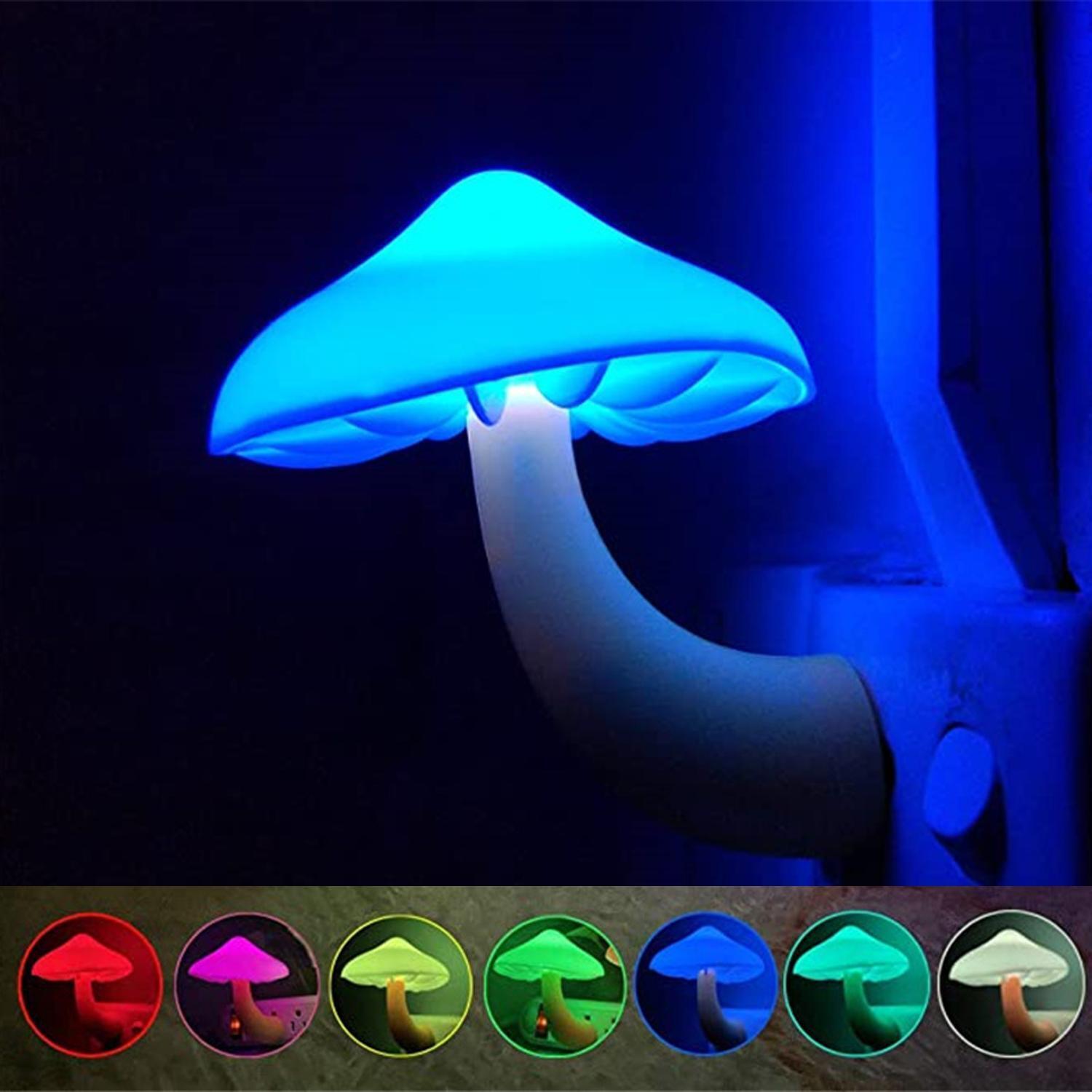 US LED Night Lights Mushroom Gradient Light Sensor Plug-in Wall Lamps Home-Decor gallery