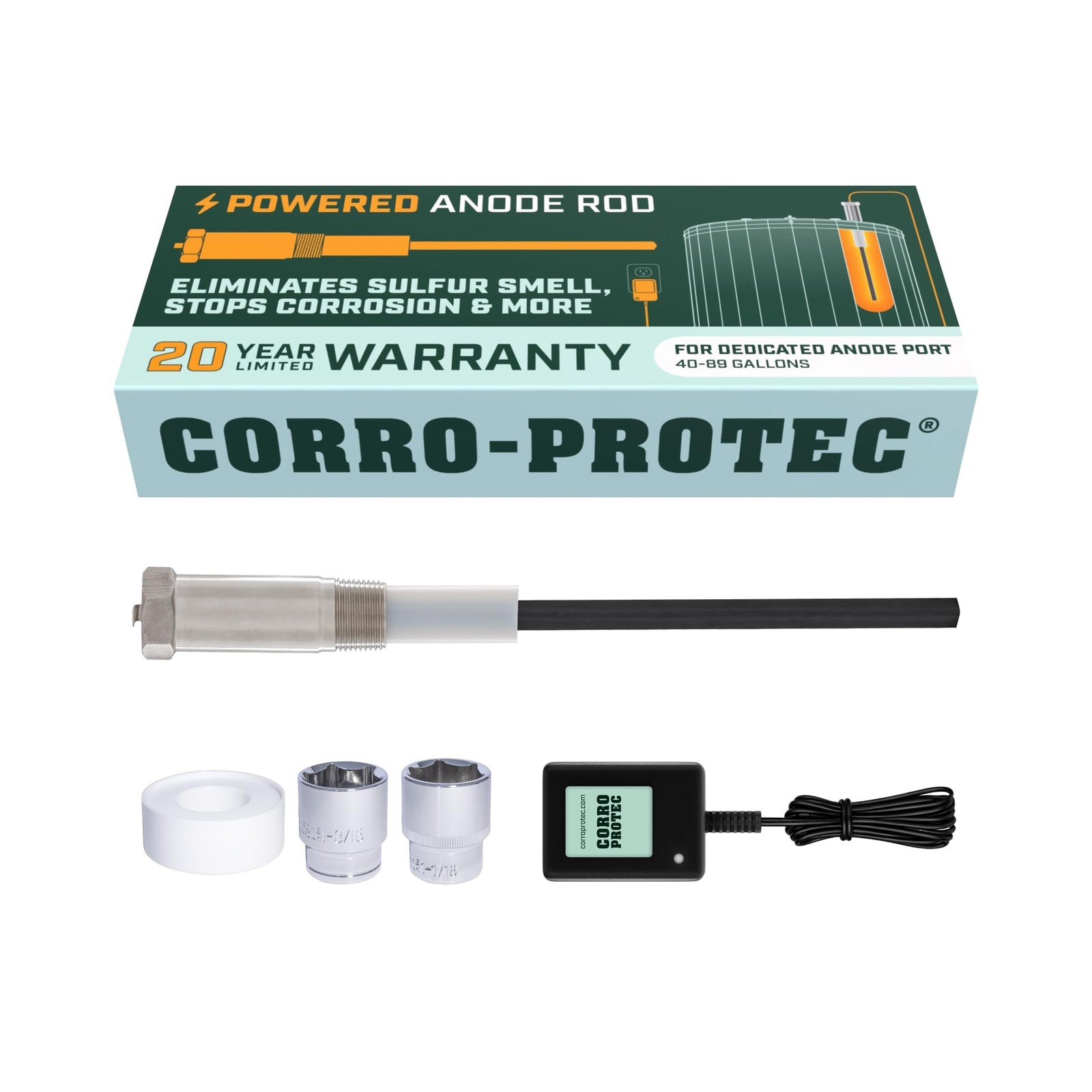 Corro-Protec 40-89-Gallon Powered Anode Rod for Water Heater & ... USA FAST SHIP gallery