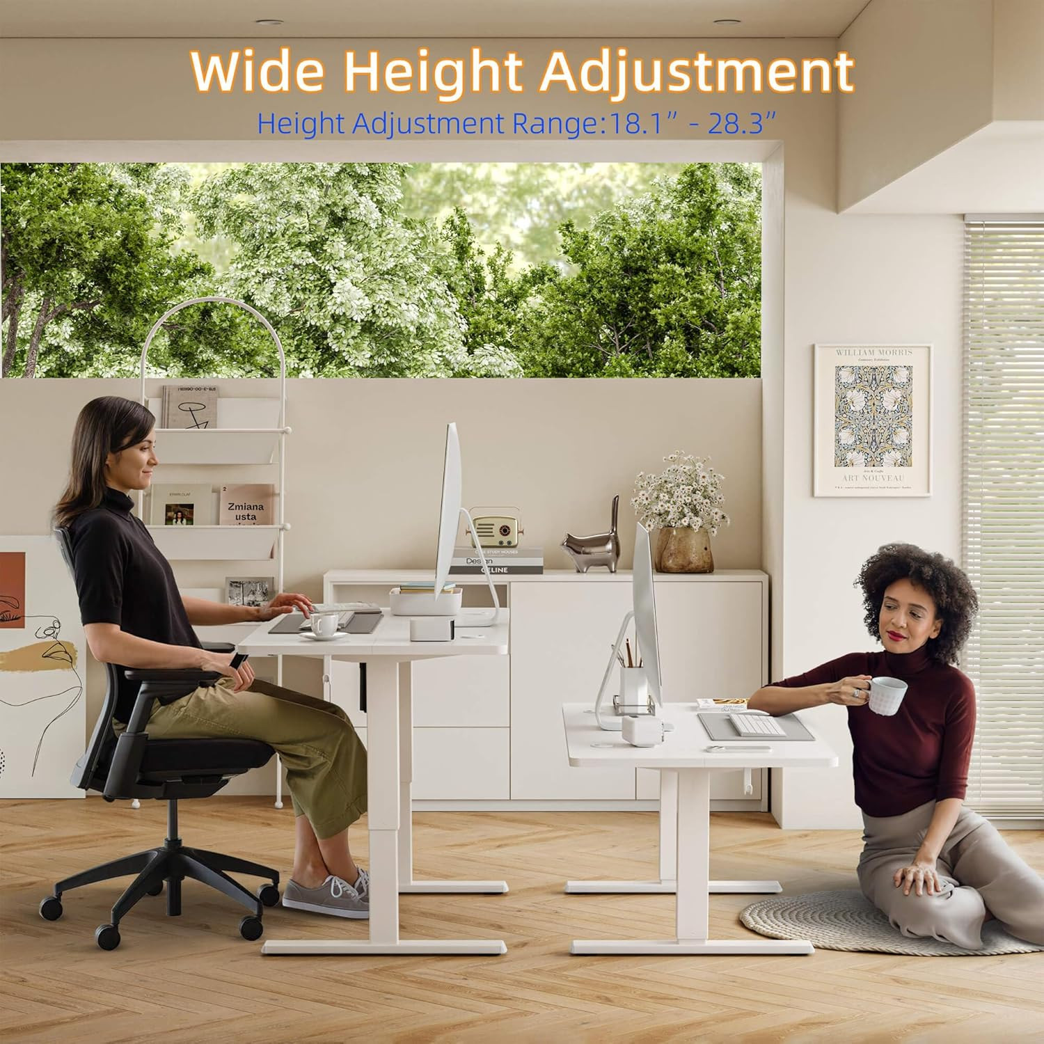 Electric Adjustable Desk Frame for Short People, 18.1-28.3 Inches, White gallery