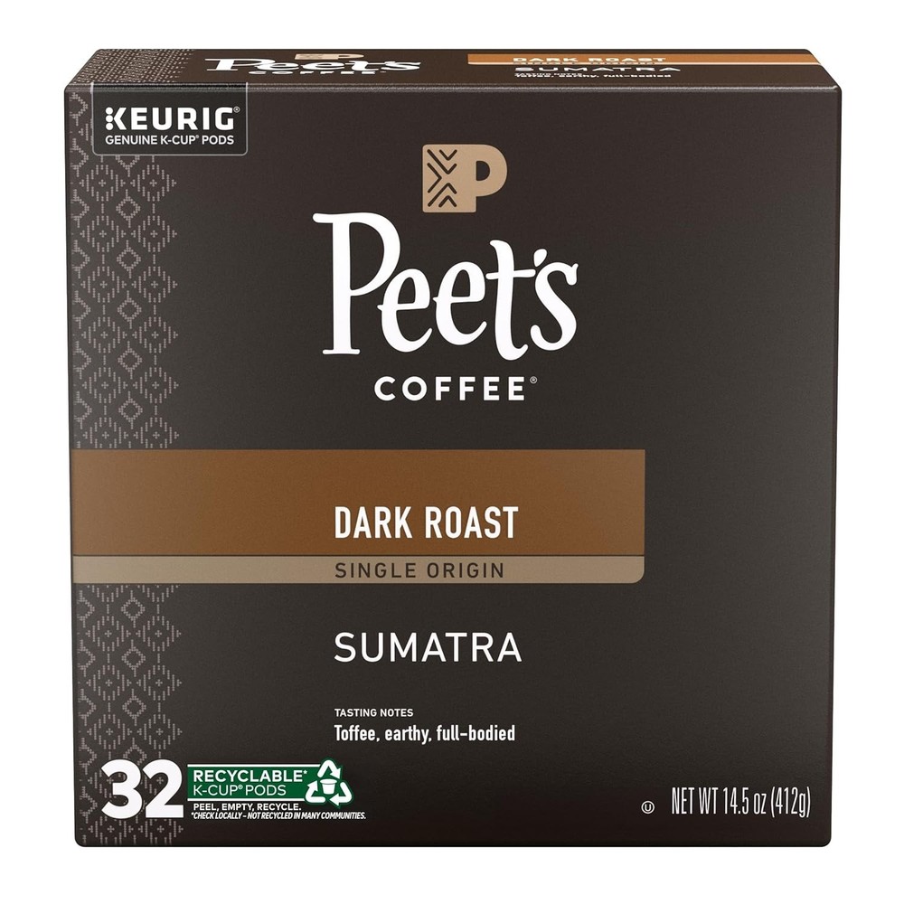 Peets Coffee, Dark Roast Single Serve Coffee Pods - Single Origin Sumatra 32 ...