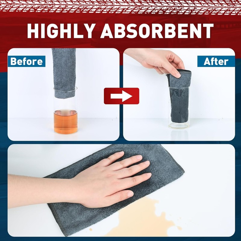 Microfiber Cleaning Cloths Bulk-15 Pack, Gray Microfiber Towels for Cars, Ultra gallery