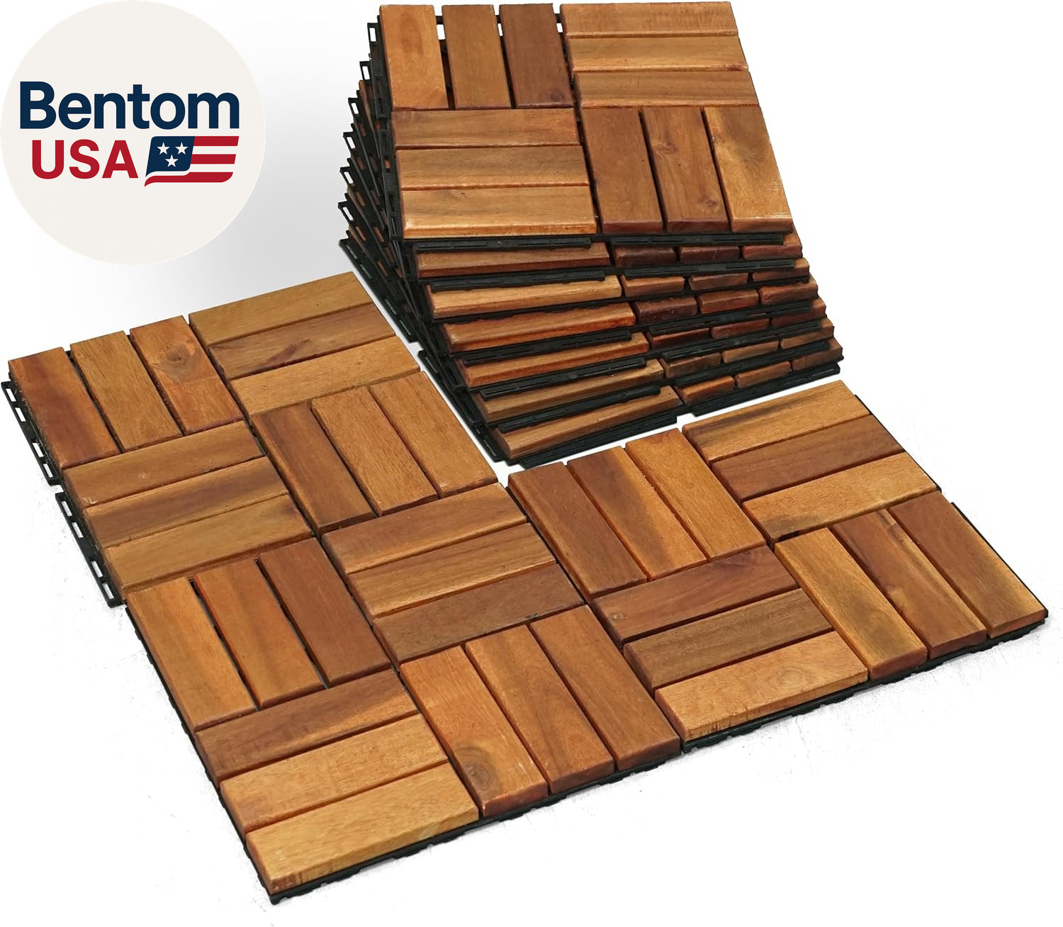 Wood Interlocking Deck Tiles - 12"X12" Indoor & Outdoor Flooring Tiles for Balco gallery