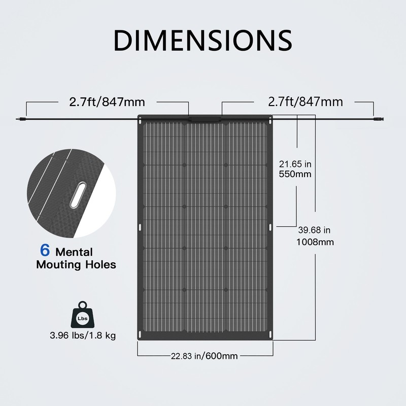 MHPOWOS 100W Flexible Solar Panel 24V IP67 ETFE for RV Roof Balcony Home Boat gallery