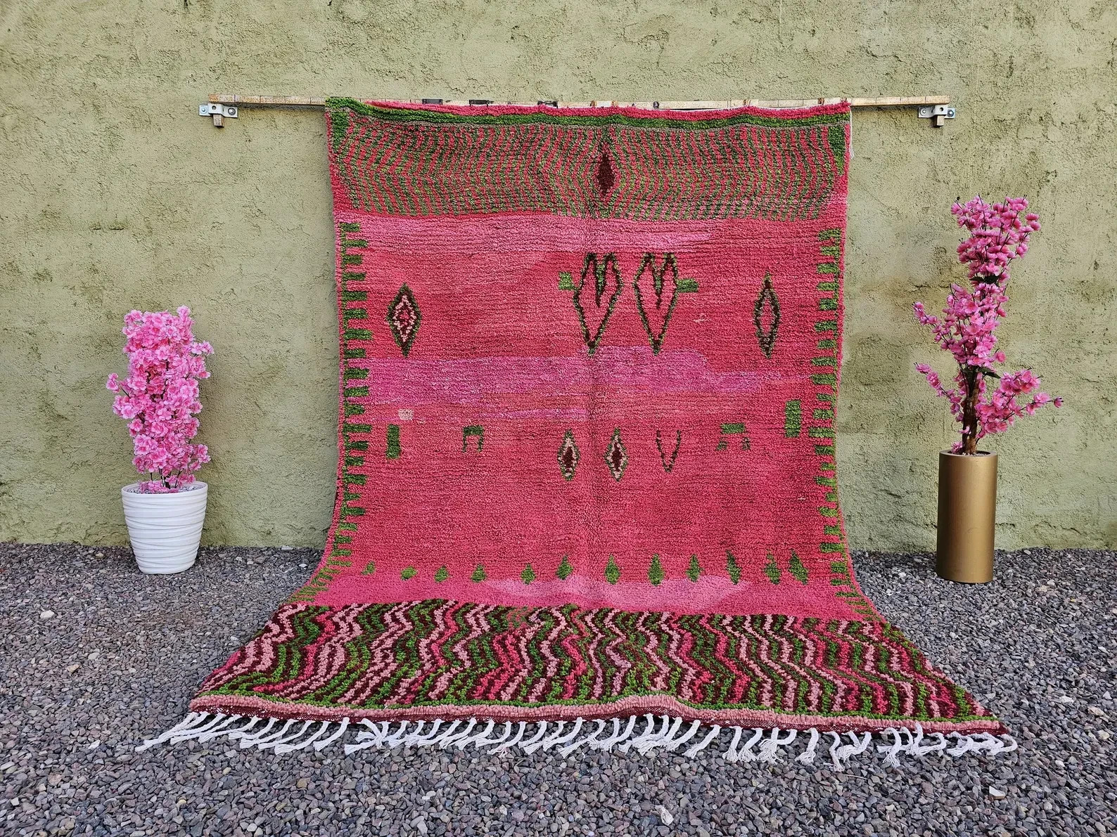 Handmade Pink Moroccan Rug – Geometric Berber Wool Rug for living room 8x10 gallery