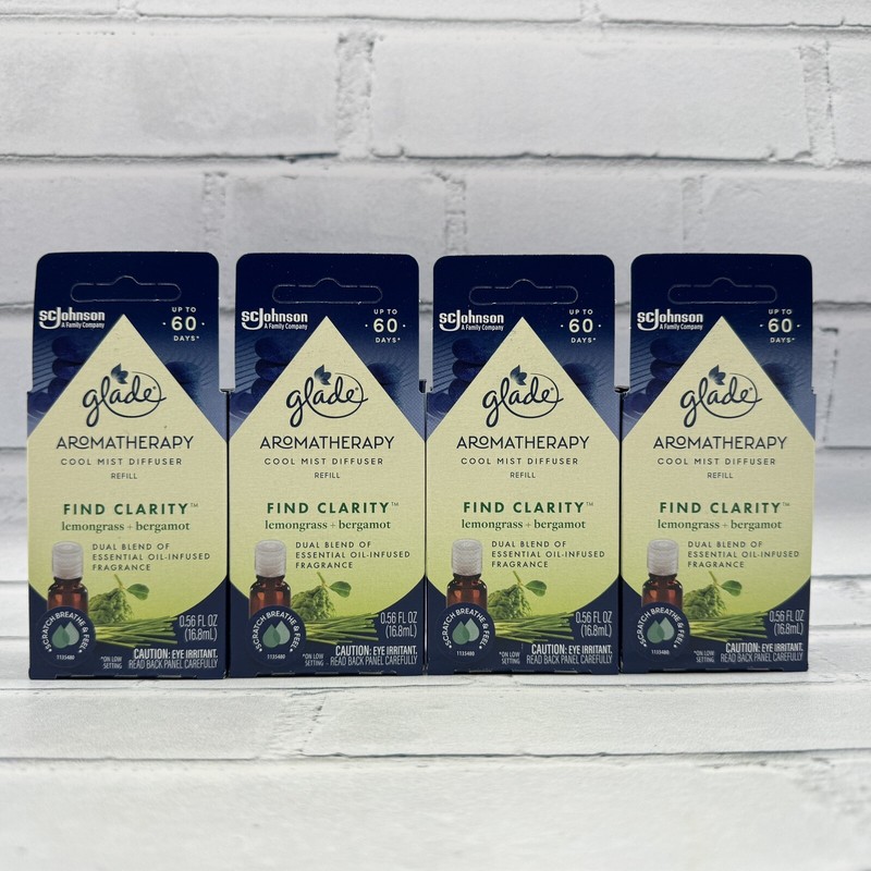 4 Pack Glade Aromatherapy Cool Mist Diffuser Refill Clarity Lemongrass Bergamot gallery