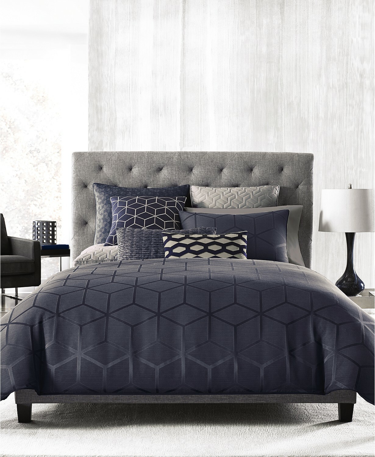 Hotel Collection Cubist Abstract Geometric Pillow Sham - STANDARD - Blue gallery