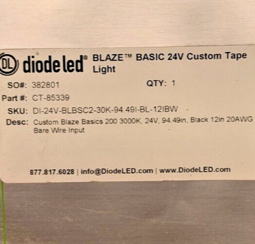 DIODE LED BLAZE BASICS 200 TAPE STRIP LIGHT 3000K 24V 94.49" BLACK CT-85339 gallery