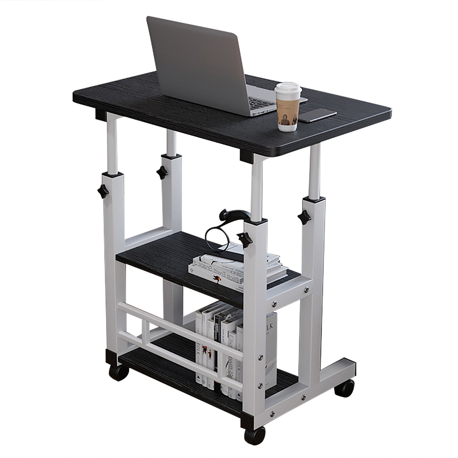 3 Tier Rolling Computer Desk Laptop Table Height Adjustable Study Table 60x40cm gallery