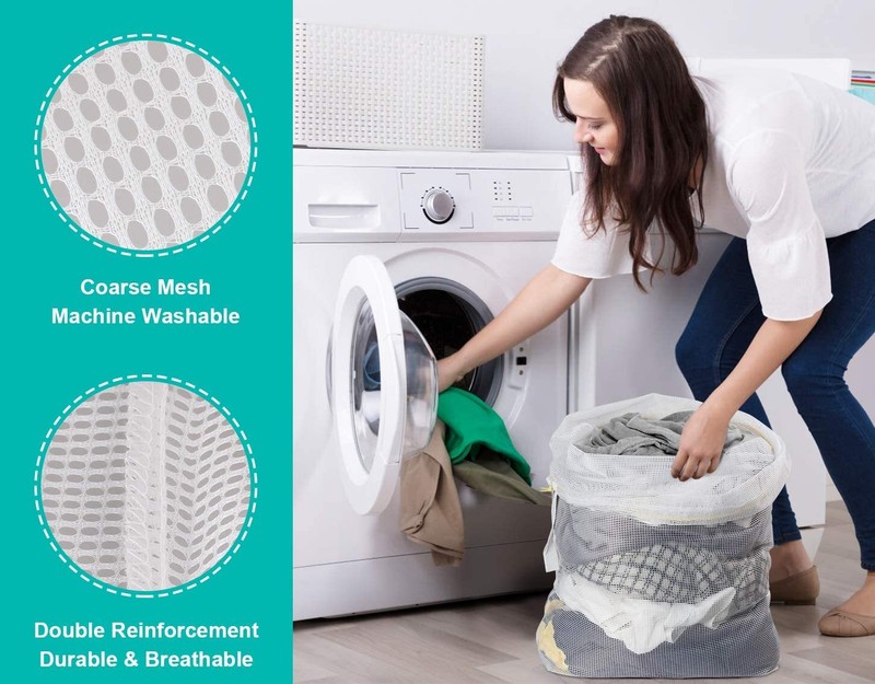 36" Extra Large Laundry Bag Mesh Heavy Duty Drawstring Jumbo Washing Hamper gallery
