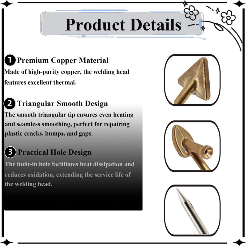 4 Pcs Copper Plastic Welding Tips for Soldering Iron, Replacement Triangular ... gallery