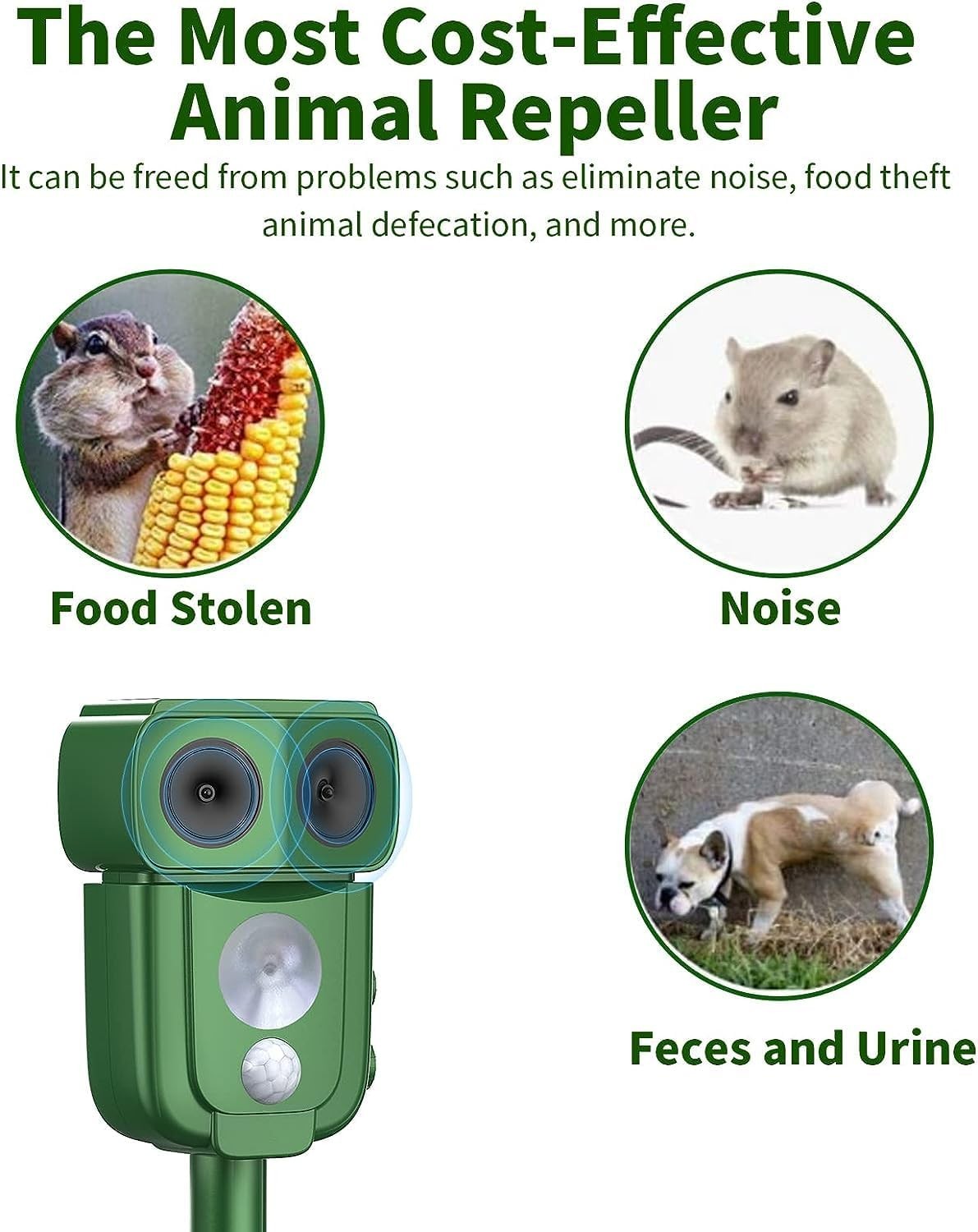 1/2/3Pcs Solar Ultrasonic Animal Repellent Dog Cat Skunk Deer Raccoon For Garden gallery
