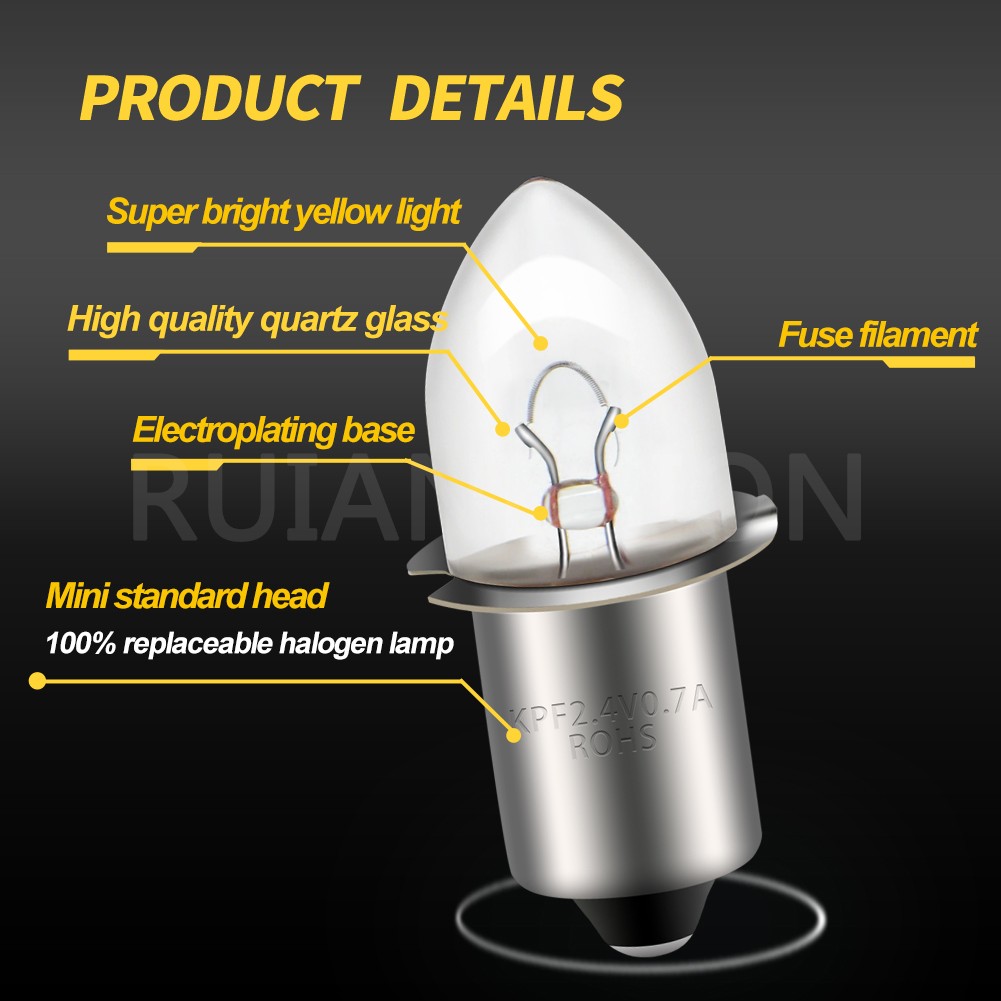 1X Ruiandsion P13.5S Krypton Torch Bulbs - Available in 2.4V, 3.6V, 4.8V, 6V. gallery