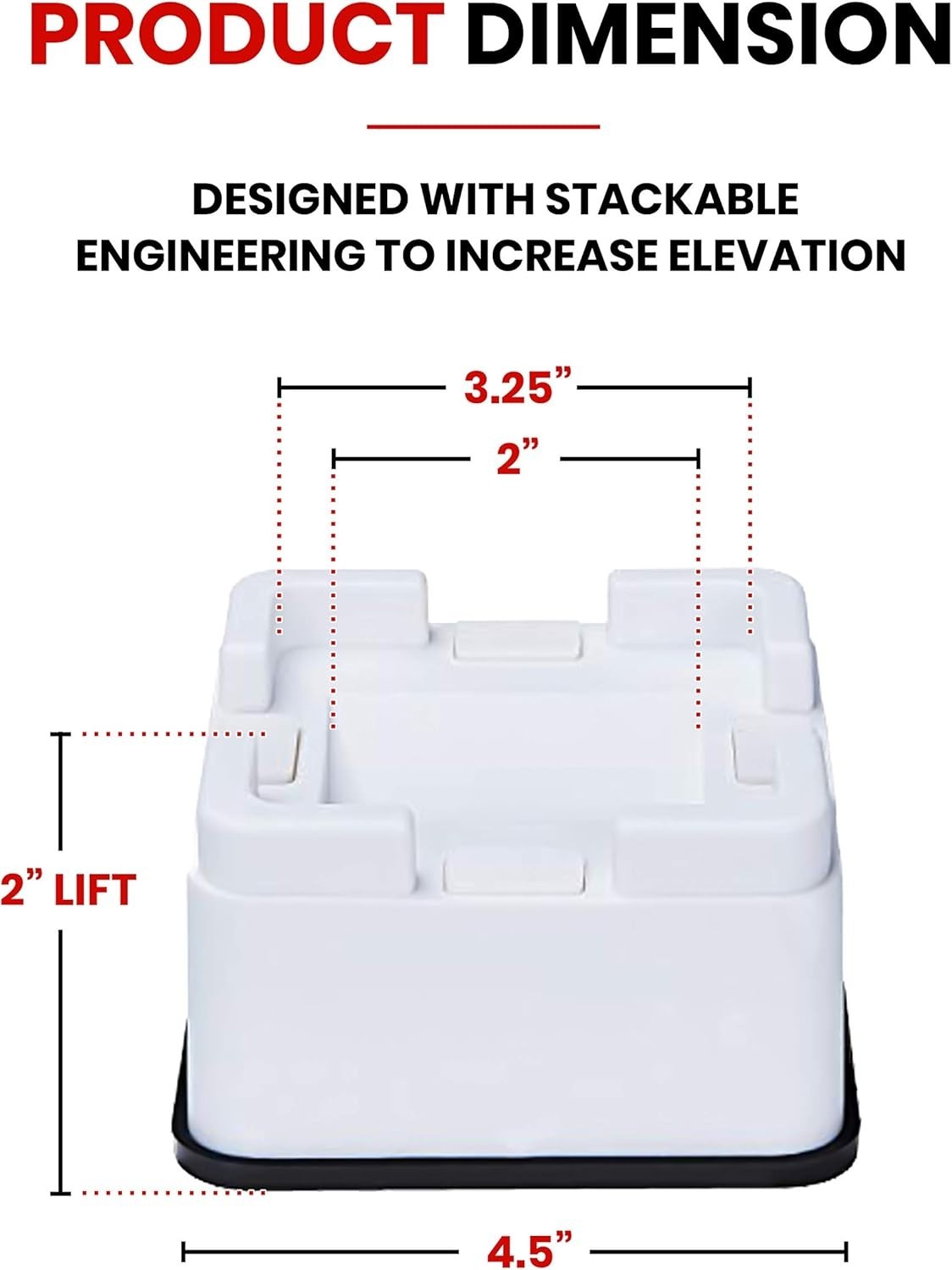 iPrimio V Shape Bed Furniture Riser White Square 2 Inch Lift Up to 8000 lbs 4PCS gallery