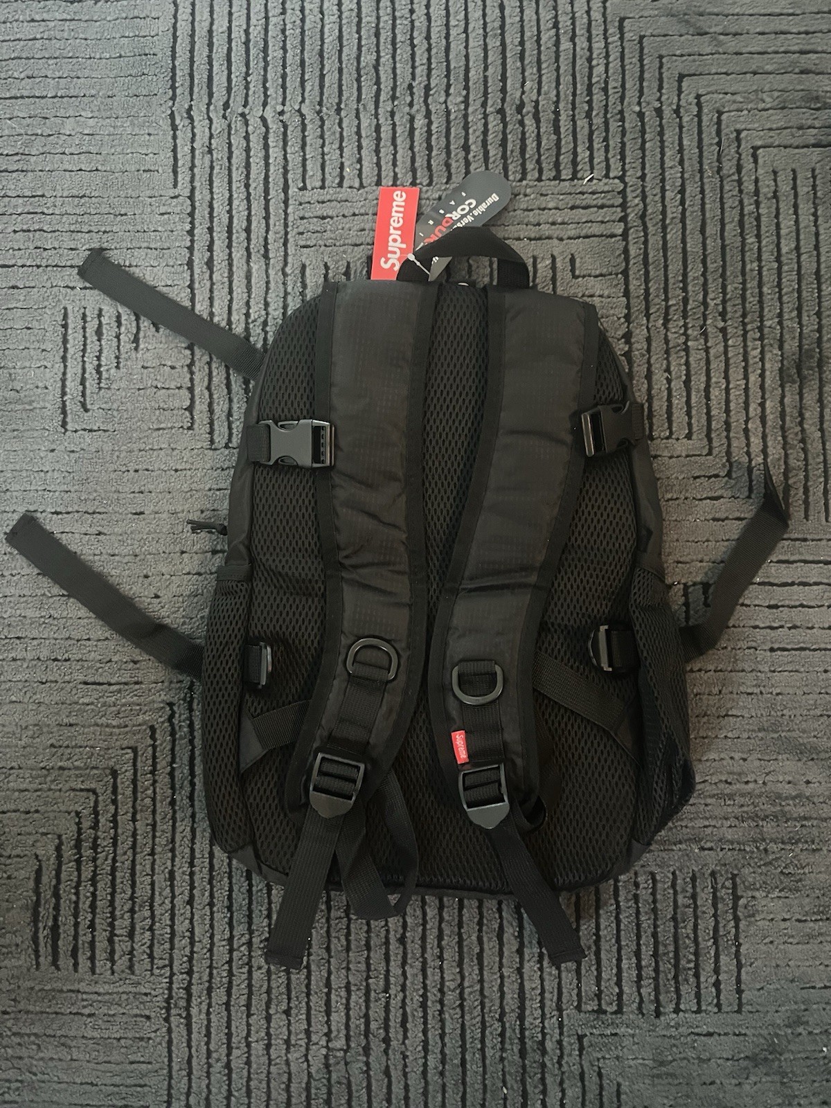 Supreme Black Nylon Backpack 15L Zip Closure Logo Padded Adjustable Straps 2