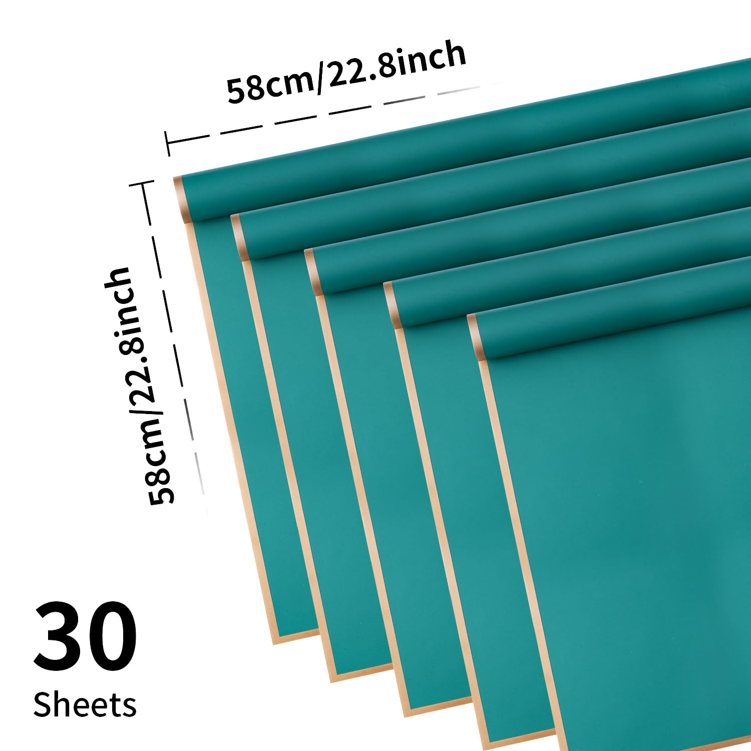 30 PCS Emerald Green Gold Edge Flower Wrapping Paper Waterproof Florist gallery
