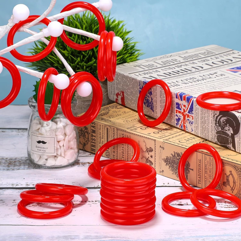 60 Pack Plastic Ring Toss Rings 2.1 Inch for Carnival Party Games, Red gallery