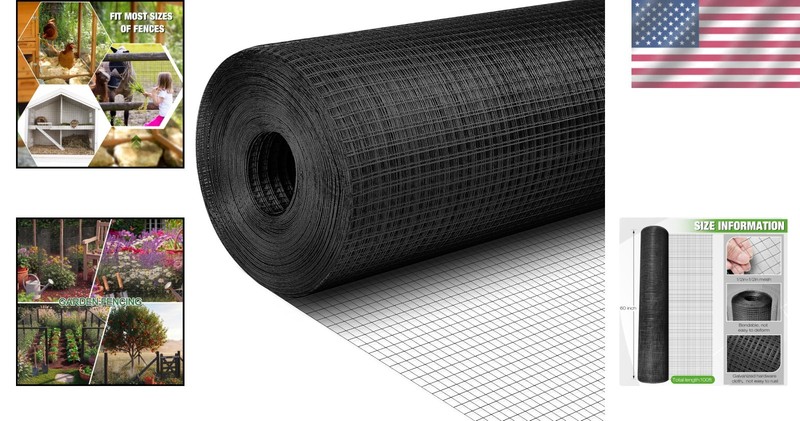 60in x 100ft Black Galvanized Chicken Wire - Reliable Garden and Animal Prote... gallery