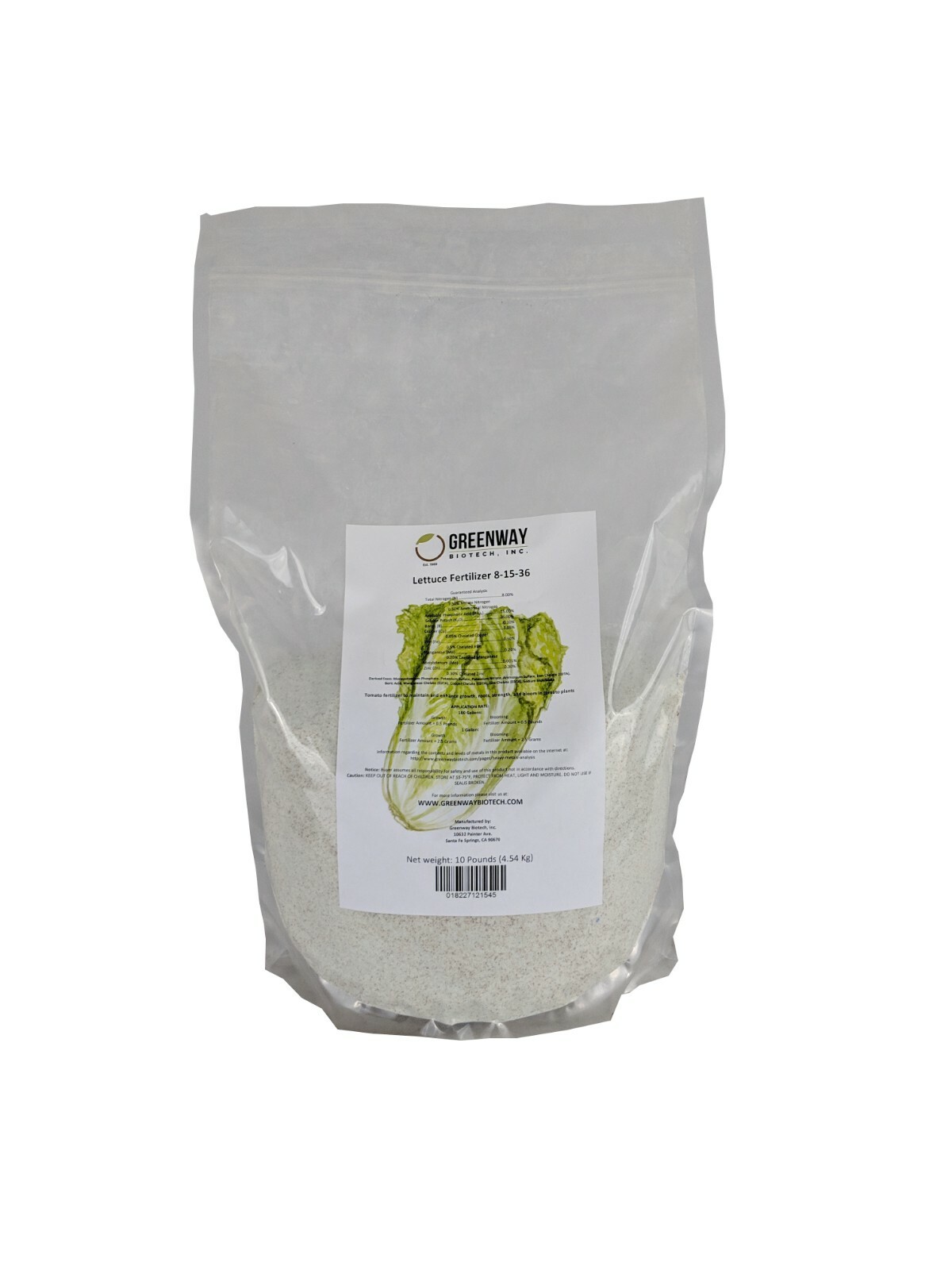 Lettuce Fertilizer 8-15-36 + Micros 10 Pounds - Makes 2000 Gallons Hydroponics gallery