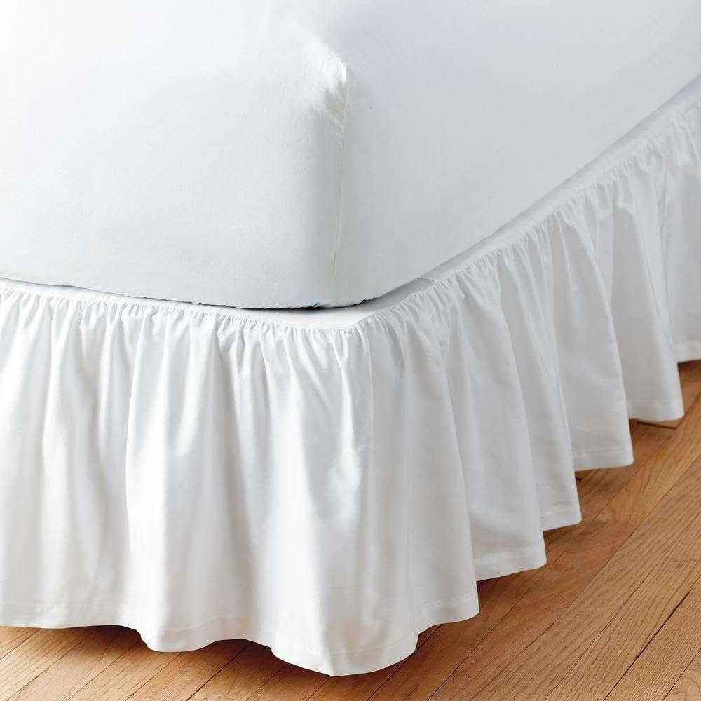 Queen Bed Skirt with Split Corners, Soft Microfiber, 16 Inch Drop, White Soli... gallery