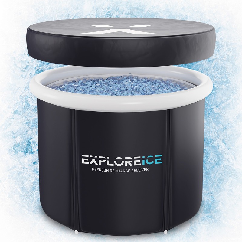 Explore Ice Bath Pro Max Extra Large Athlete Cold Plunge Bath Tub, Black/White gallery