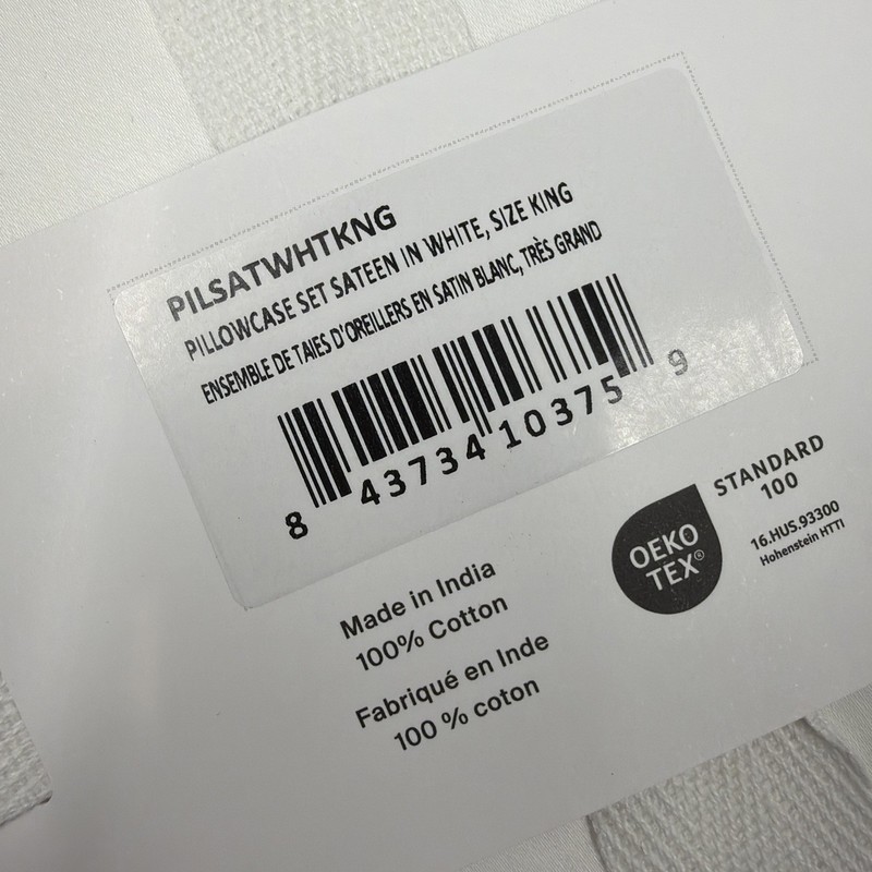 Parachute Back Envelope White Pillowcase Set- Cotton Sateen - King gallery