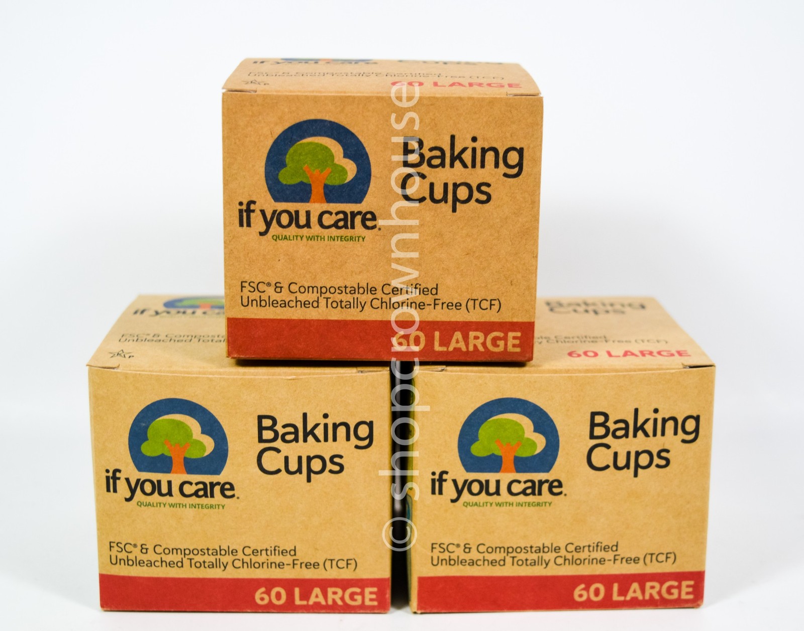 3 If You Care Large Size Unbleached Baking Cups 60 each =180 total 1.37" x 1.96" gallery
