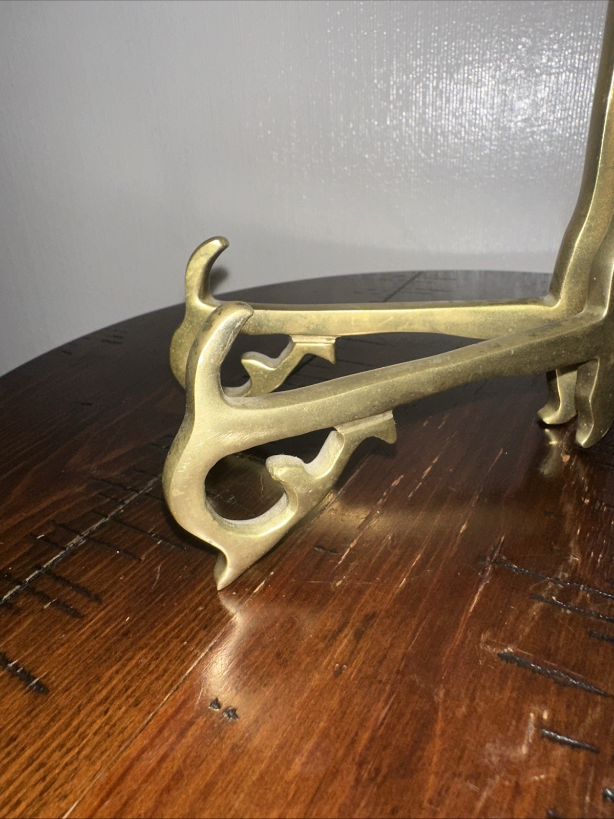 VTG Solid Brass Easel Folding Display Stand Hinged 7” art book plate holder gallery