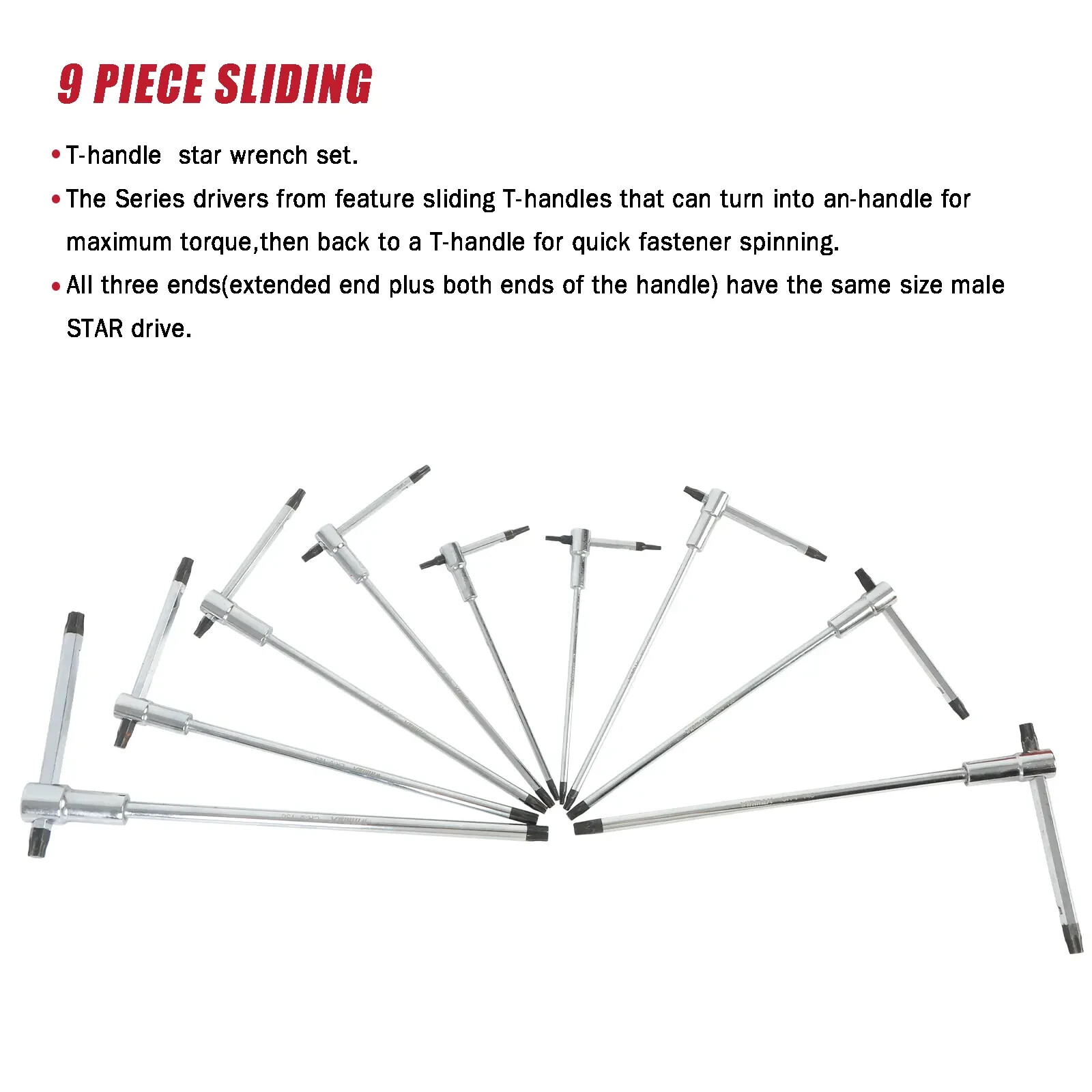 T-Handle Hex Wrench Set for Most Bicycle Motorcycle Integrated Strip-Gripper 9PC gallery
