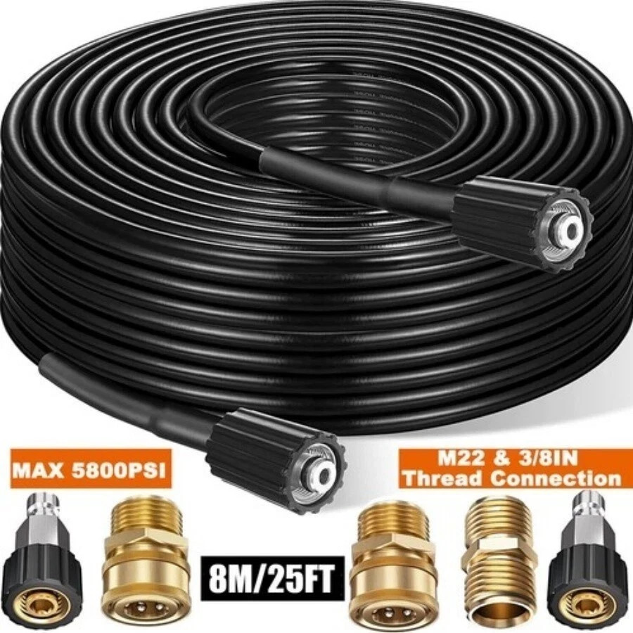 25FT 5800PSI Replacement High Pressure Power Washer Hose M22 3/8" Quick Connect gallery