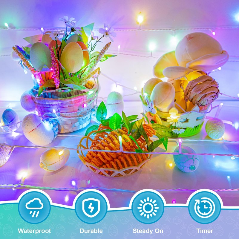Easter String Lights Battery Operated, Pastel Easter Lights with Timer 16.4ft... gallery
