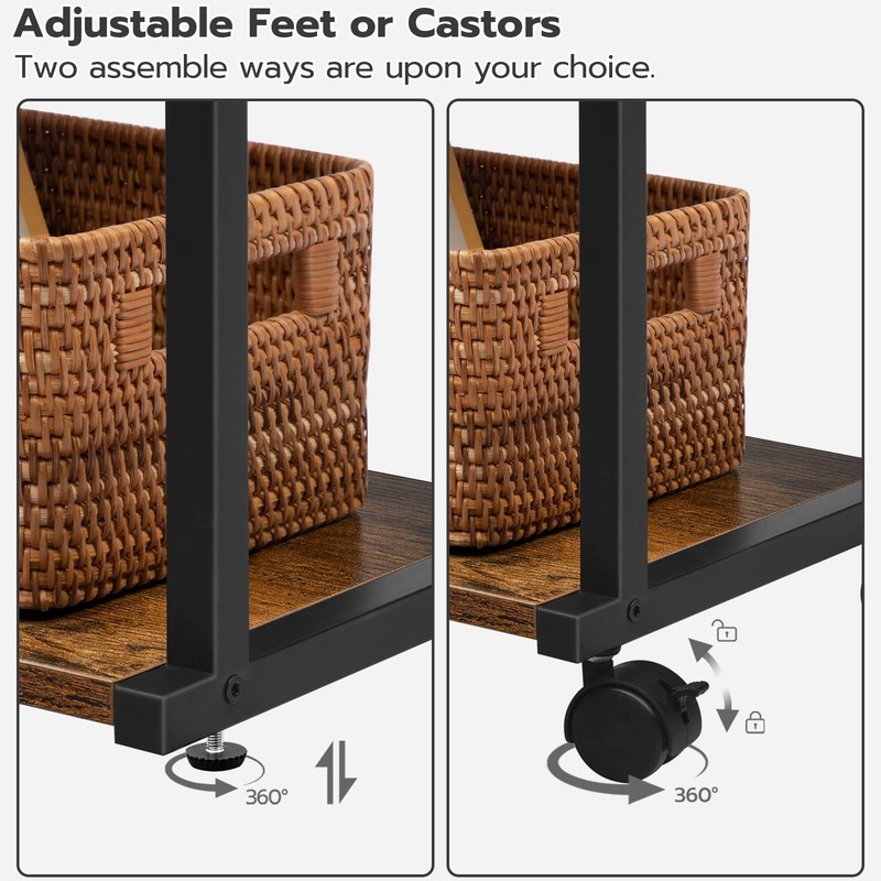 Industrial Printer Stand with Charging Station, 3-Tier Printer Table, Rolling... gallery