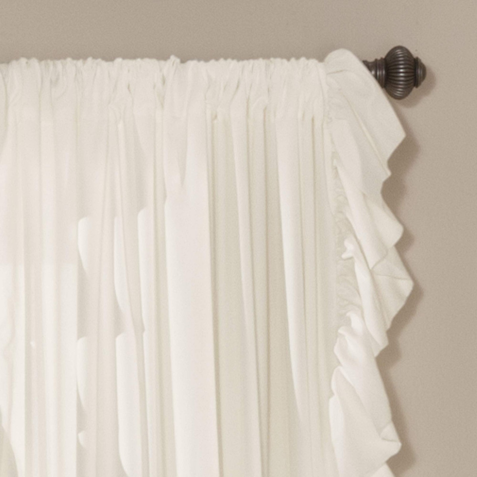 Reyna Ruffle White Curtain Set 54x95 Inches Pack of 2 Light Filtering Panels gallery