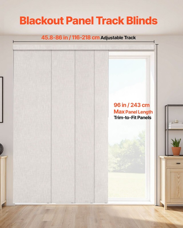 VEVOR Panel Track Blinds Extendable Track from 45.8 in to 86 in W Trimmable gallery