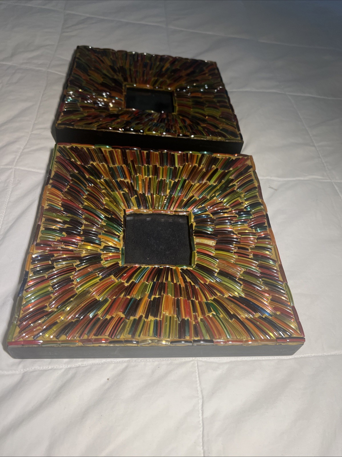 2 Multi-Colored Mosaic Beaded 8x8 In. Picture Frame For 3x3 In Picture gallery
