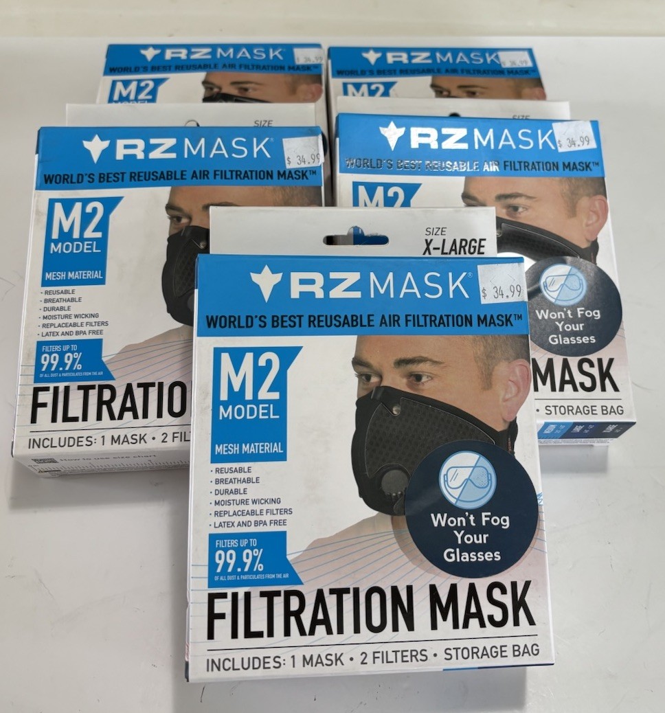 (5) RZ Mask M2 Air Filtration Extra Large Black Dust Allergies Reusable XL gallery