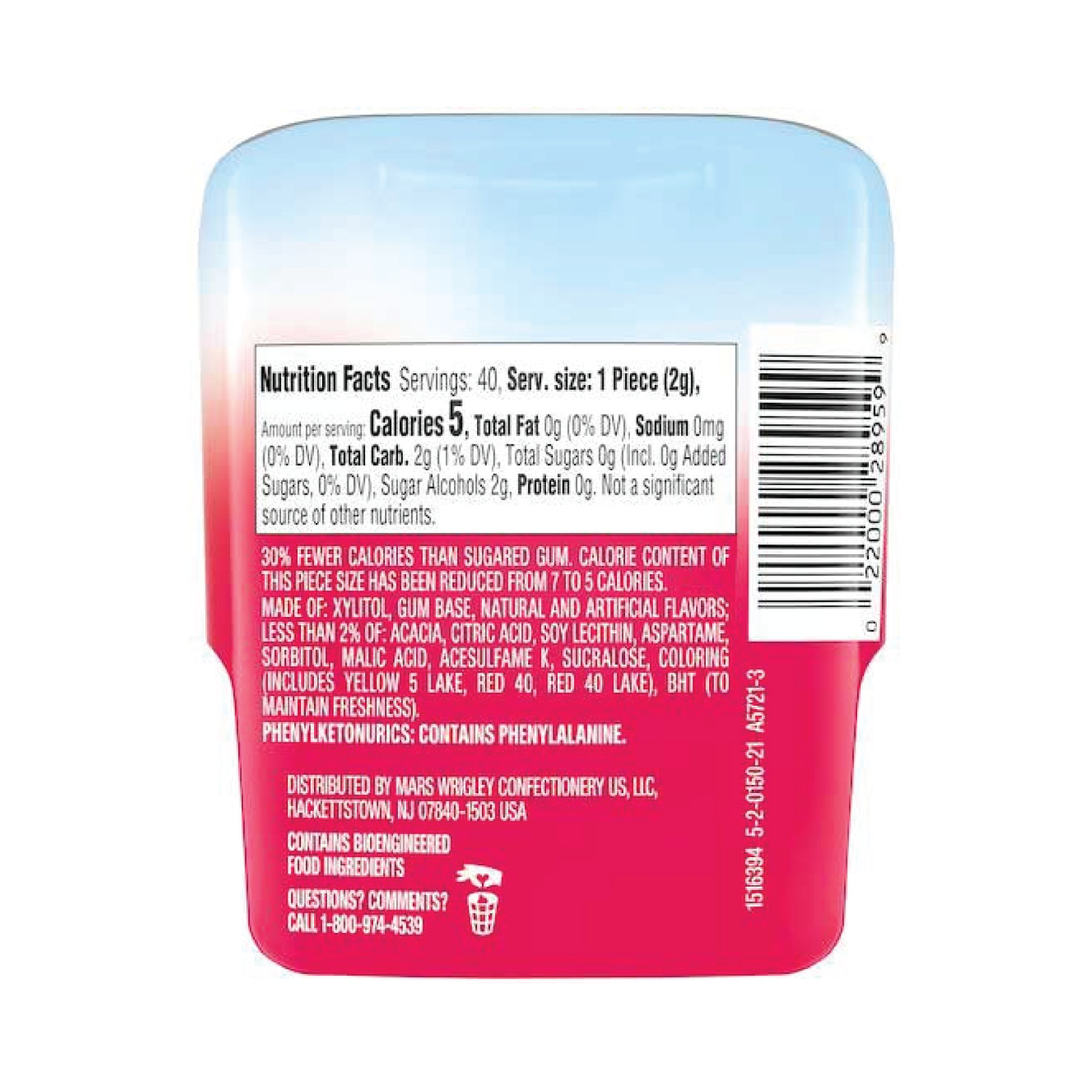 2x Bottles Wrigley's Extra Refreshers Fruit Mix Gum | 40 Per Bottle | Sugar Free gallery