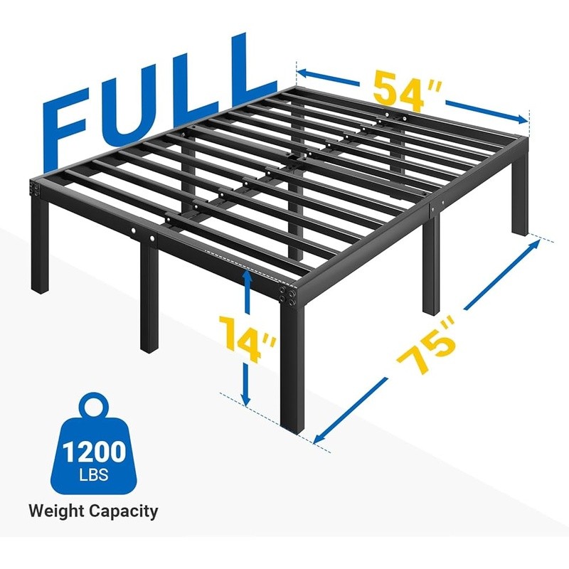 Sturdy Full Metal Bed Frame Easy Assembly Squeak Resistant Storage Solution New gallery