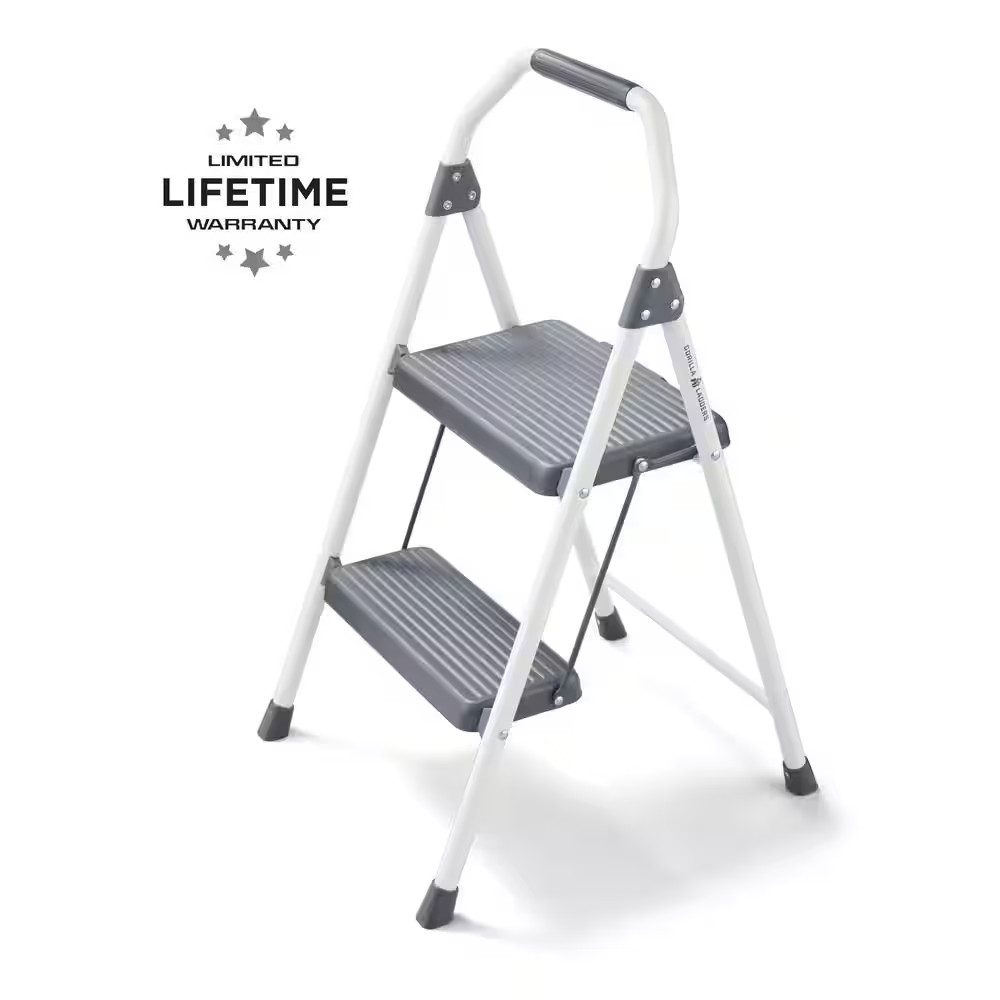 2-Step Compact Steel Step Stool, 225 Lbs. Load Capacity Type II Duty Rating (8Ft gallery
