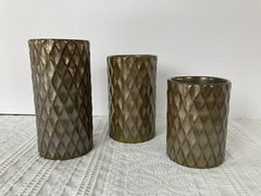 3 Pc PartyLite Ceramic Elevated 6, 5, & 4″ Tealight Candle Holder Trio P99002 EX