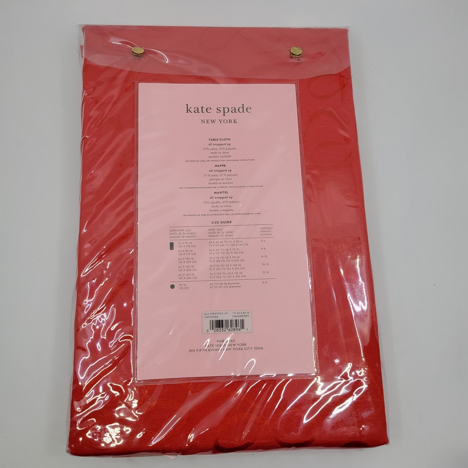 Kate Spade All Wrapped Up Cranberry Bow Pattern Red Oblong Retangle Tablecloth gallery