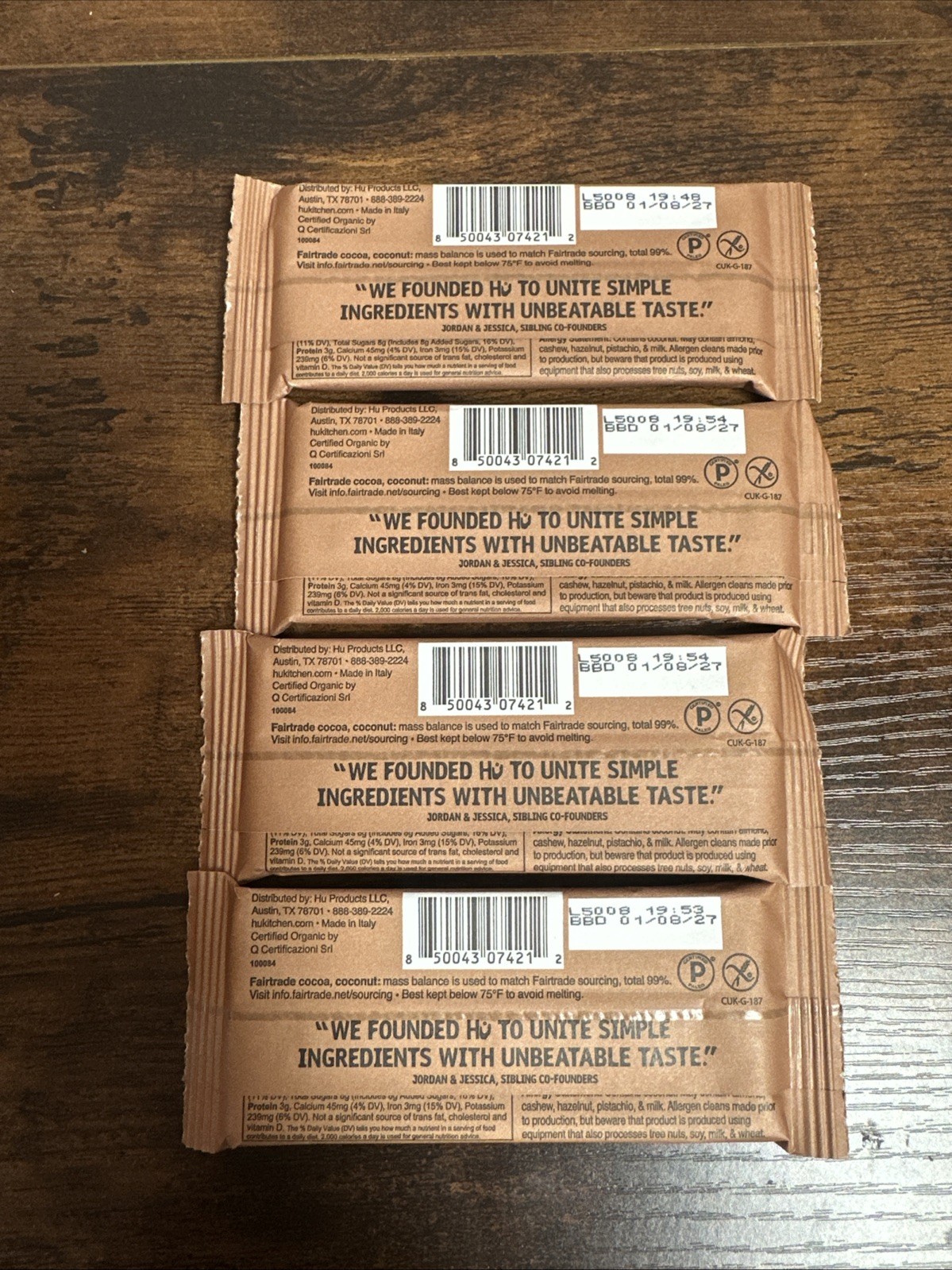 (4 Bars) Hu Kitchen Organic Simple Salty Dark Chocolate Bar, 1 Oz Exp 01/2027 gallery