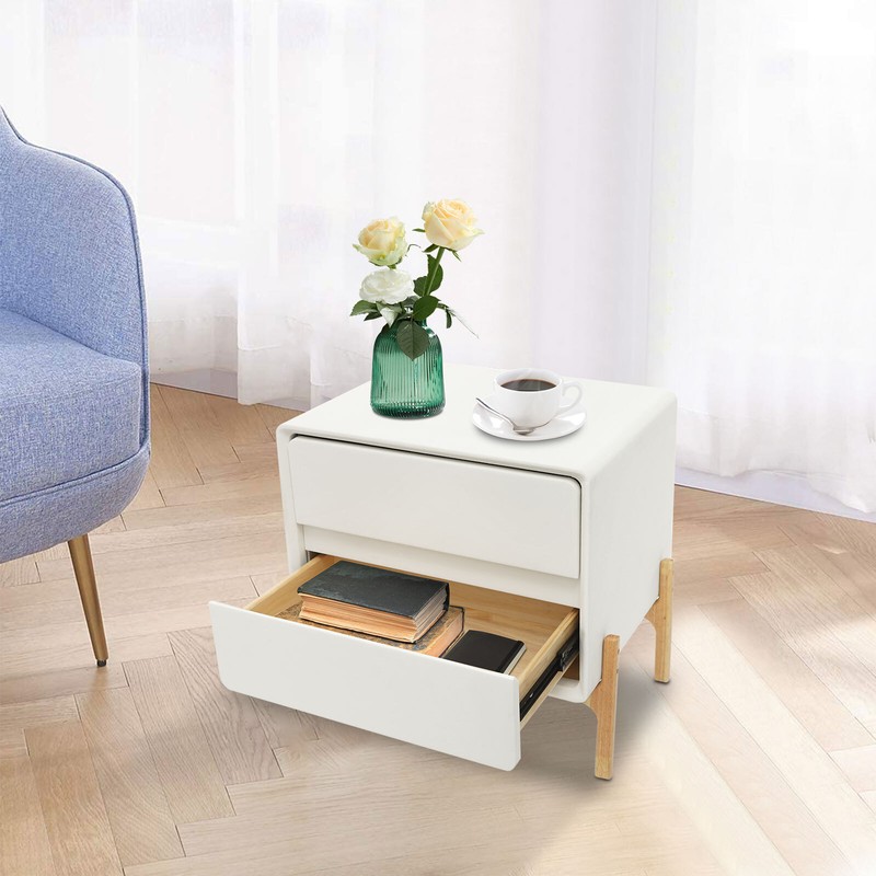 Bedside Table, Storage Bedside Table, Small Bedside Table with 2 Drawers gallery