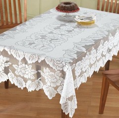 54×72 White Lace Tablecloth Rectangle Floral Layering Table Cover