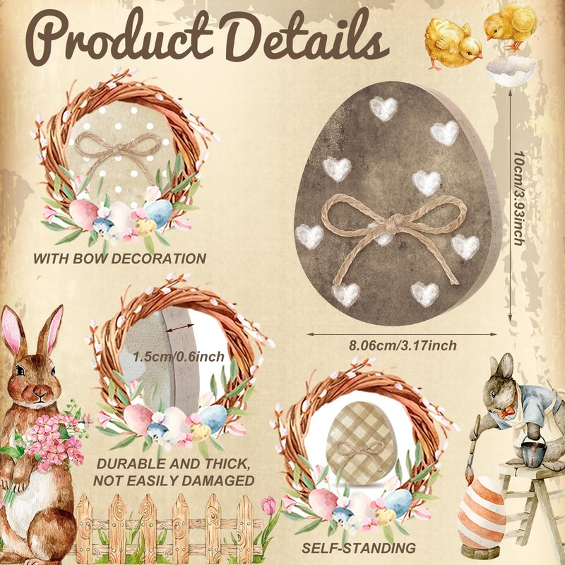 Seeloowy 6 Pcs Easter Table Decorations 3.15 x 3.94 inches, as pictures shown gallery