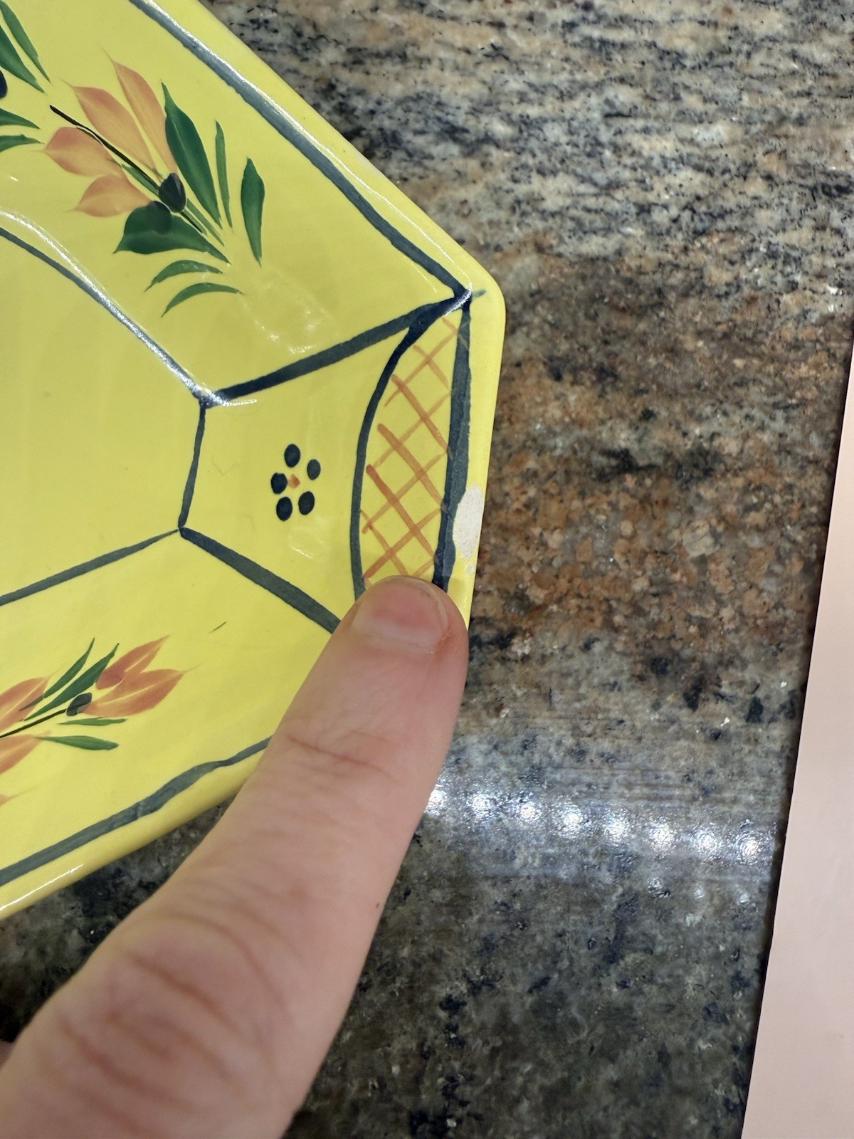 VTG HB Quimper Soleil Yellow Octagon Small Platter Dish 9.25” x 5” Butter Plate gallery