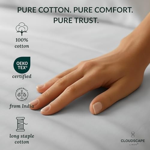 Cloud Scape Linen 400 Thread Count Size Sheets Set - 100% Egyptian King Silver gallery
